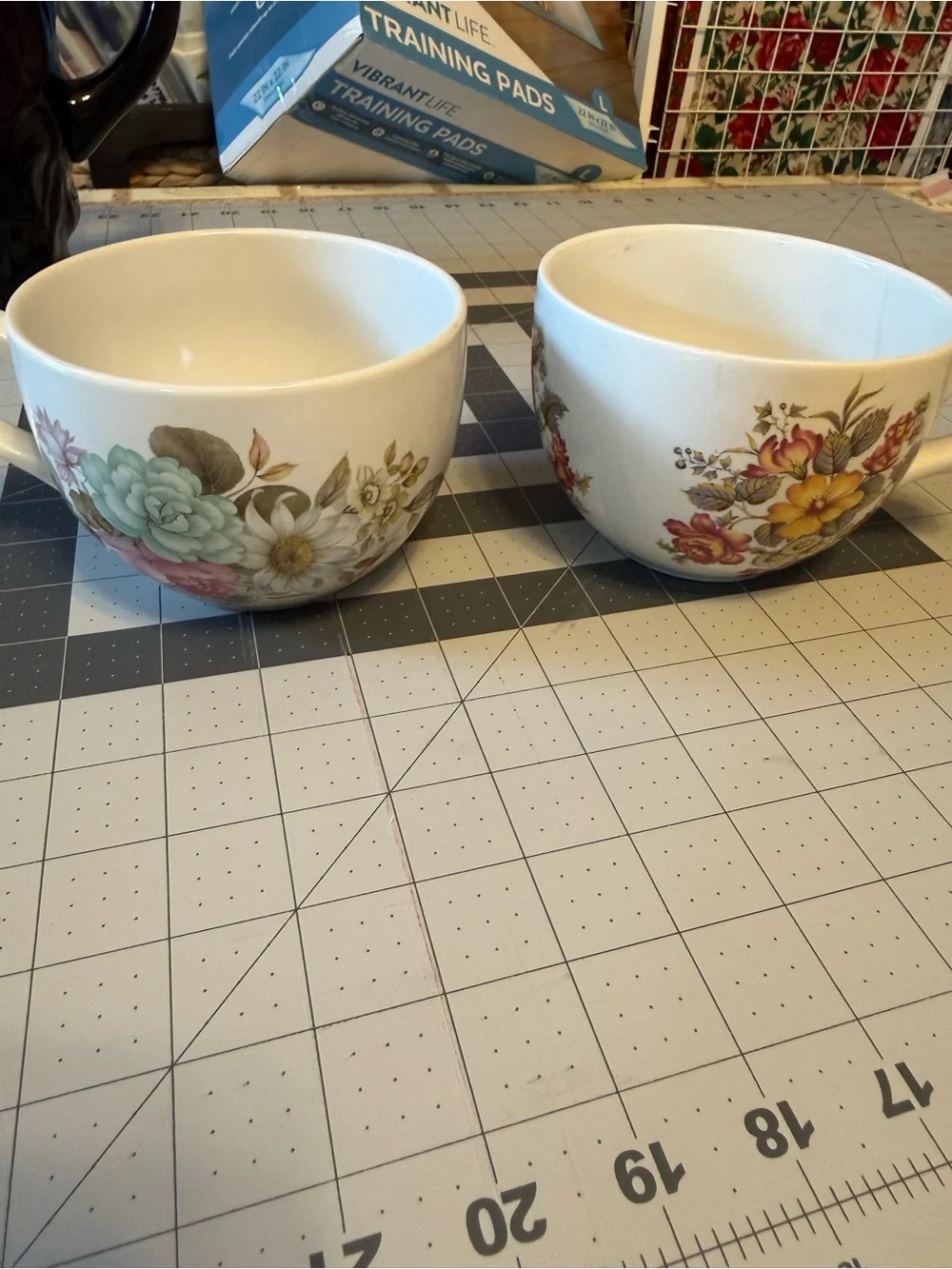 Portmeirion vintage-style ceramic mugs. Set of 2
